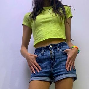 Xs lime green crop tee
